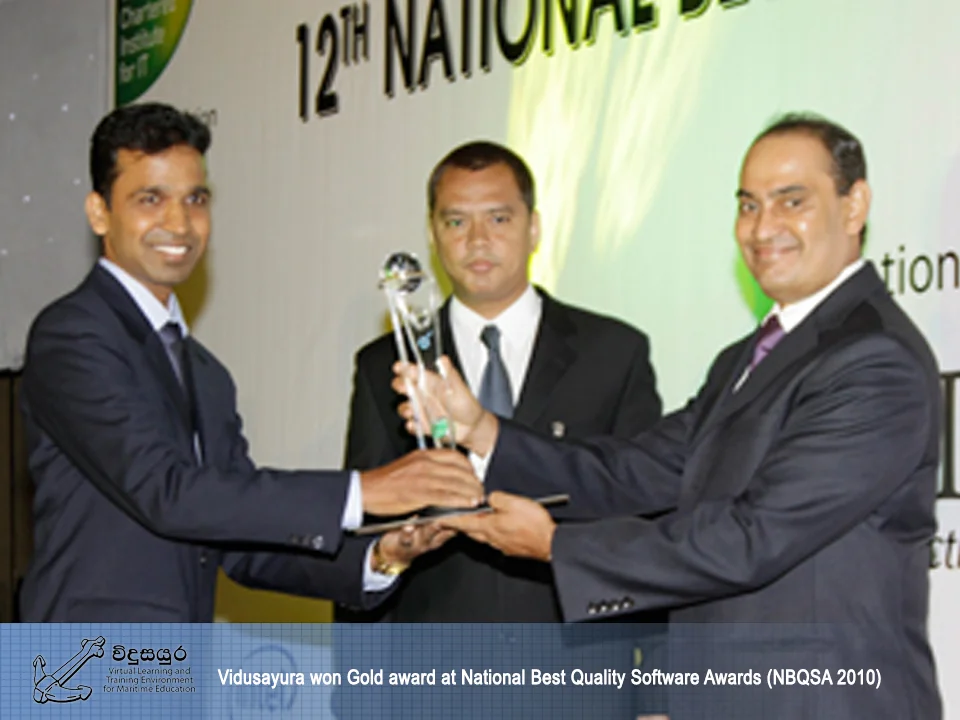 Vidusayura won Gold award at the National Best Quality Software Awards (NBQSA 2010).
