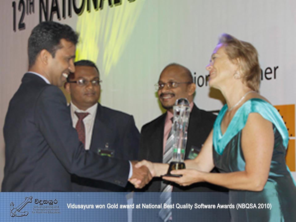 Vidusayura won Gold award at the National Best Quality Software Awards (NBQSA 2010).